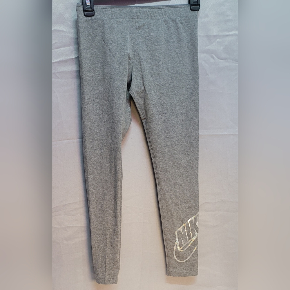 Nike Kids Silver Logo Gray Leggings